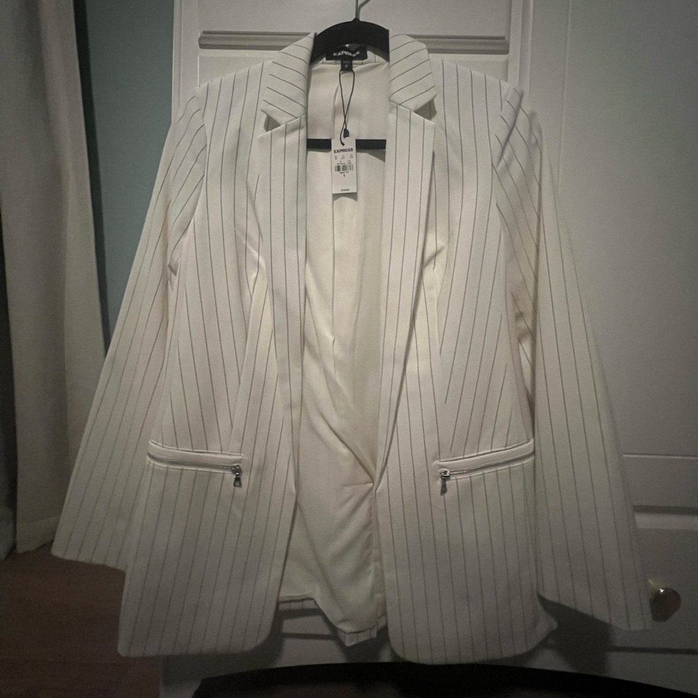 NWT White Striped Blazer/Suit Jacket